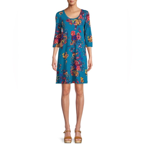The Pioneer Woman Size Medium Floral Multicolor Rayon Spandex Blend Dress - Picture 1 of 6